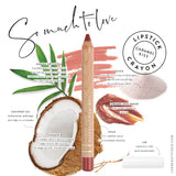 Luk Beautifood Natural Lipstick Crayon in Caramel Kiss, showcasing the warm nude lip color and sleek packaging.