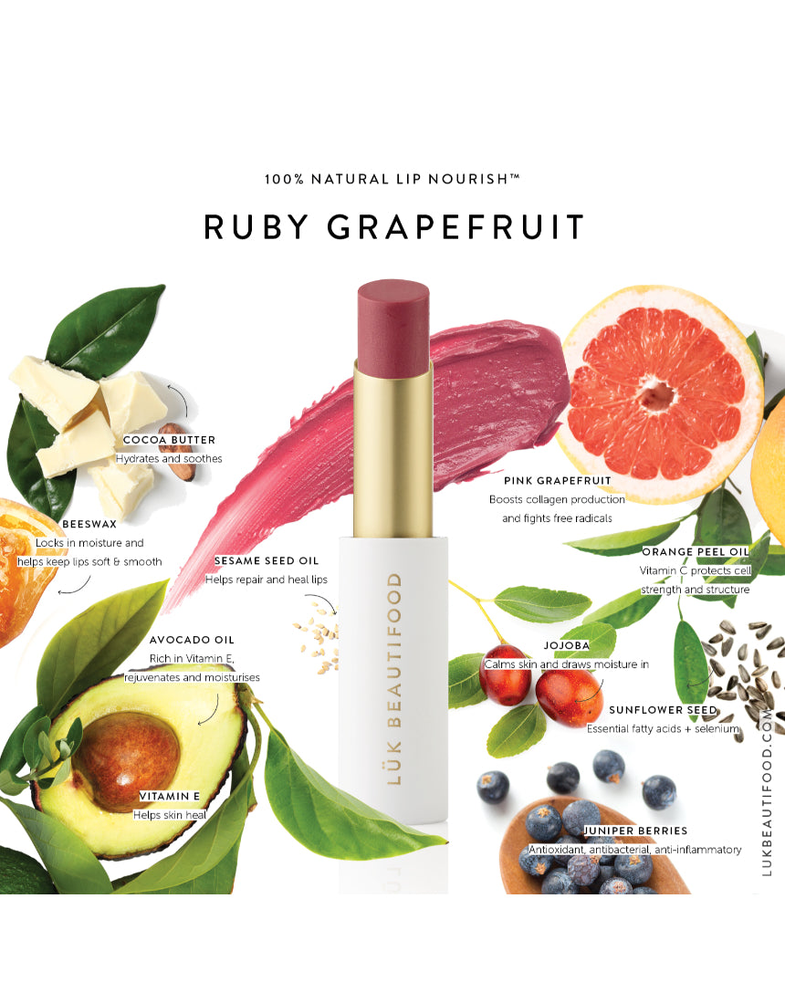 Lük Beautifood - Lip Nourish - Ruby Grapefruit, Lipstick, Luk Beautifood - Say It Sister