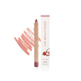 Lük Beautifood Natural Lipstick Crayon in Lychee Sorbet color, with the crayon and packaging visible.