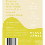 Grace & James Lime Leaf and Wild Fresia felt air freshener with fresh green lime leaf and delicate white fresia flowers.