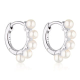 Linda Tahija - Wake Pearl Huggie Earrings in Silver