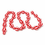 Pink and red satin Christmas garland with striped pattern from Little Fish Co, featuring soft satin fabric and festive design.