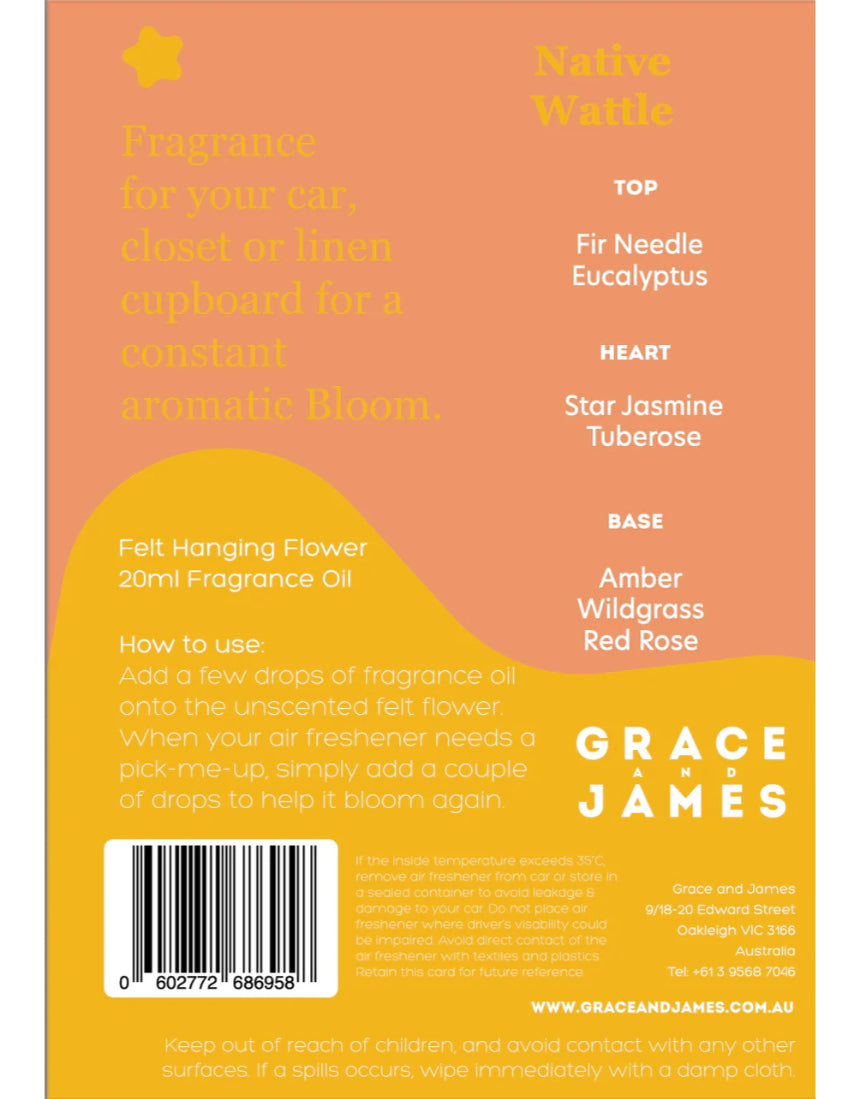 Native Wattle Felt Air Freshener, Air Fresheners, Grace & James - Say It Sister