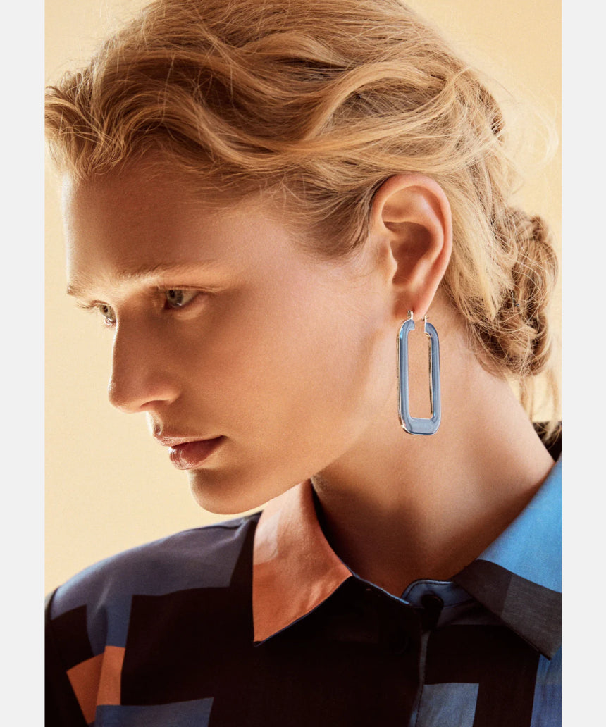 Elk - Innfellt Square Hoop Earring Denim Blue, Earrings, Elk - Say It Sister