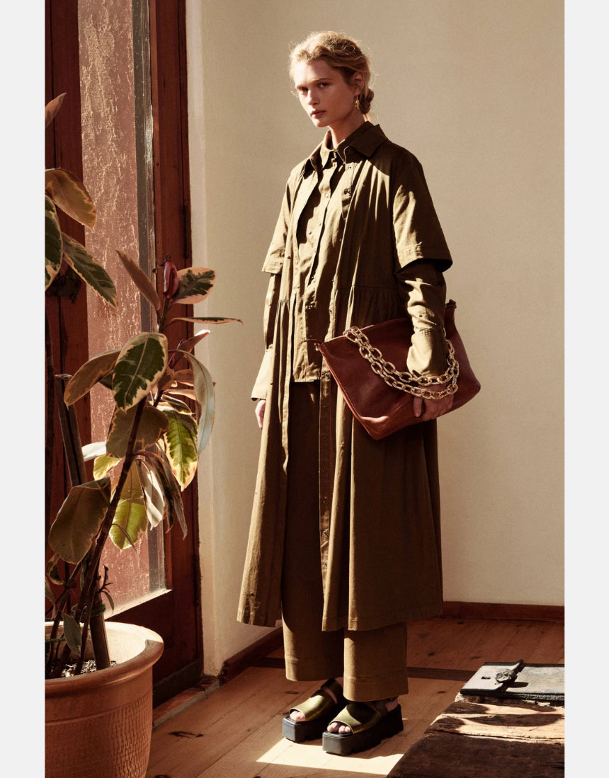 Elk - Stuud Long Shirt Dress Olive, Clothing, Elk - Say It Sister