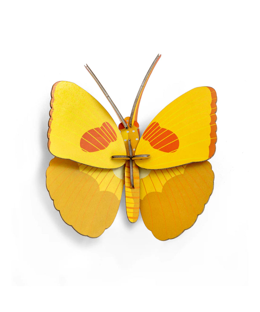 Yellow butterfly wall art by Studio Roof featuring a vibrant butterfly design for wall decor.