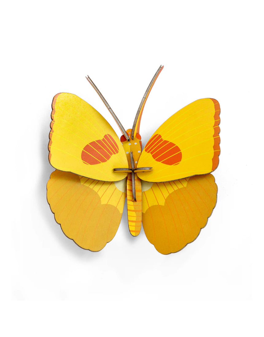 Yellow butterfly wall art by Studio Roof featuring a vibrant butterfly design for wall decor.