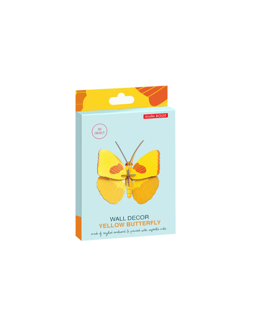 Yellow butterfly wall art decor by Studio Roof featuring a vibrant butterfly design for wall decoration.