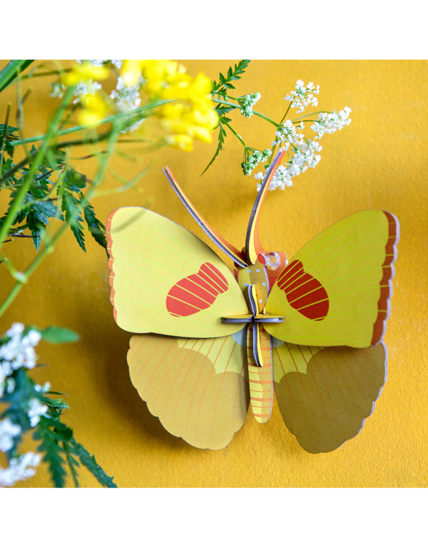 Yellow butterfly wall art by Studio Roof featuring a vibrant butterfly design for wall decor.