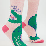 Blue Q ladies crew socks featuring a quiet time design with calm, relaxing patterns, perfect for comfortable everyday wear.