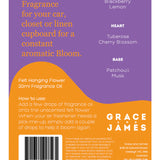 Grace & James Tigerlily & Jasmine felt air freshener with floral design, showcasing its decorative, eco-friendly scent diffuser.
