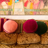 Kip & Co Anemone Velvet Pea Cushion with colorful floral pattern on soft velvet fabric, decorative home accent.