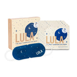 Lula self-warming eye mask in vanilla color, designed for relaxing eye comfort, shown in a close-up image.