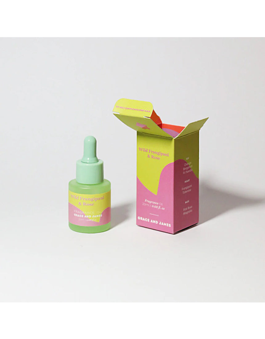 Grace & James Frangipani and Rose felt air freshener refill with natural floral design and vibrant colors.