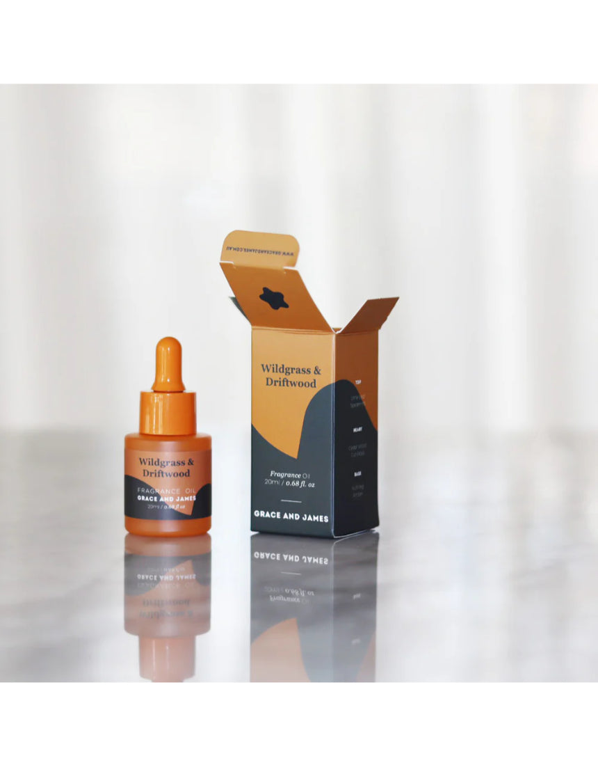 Wildgrass and Driftwood felt air freshener refill by Grace & James, featuring natural scent and soft felt material.