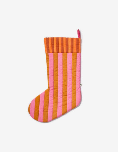Bonnie & Neil - Stripe Tan Pink Christmas Stocking, Christmas Decoration, Bonnie and Neil - Say It Sister