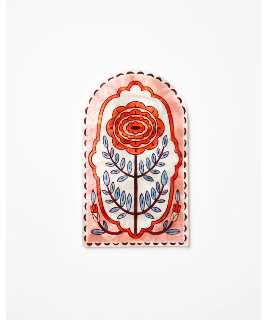 Jones & Co Samira Wall Art featuring a floral arch design, decorative wall decor with vibrant flower patterns.