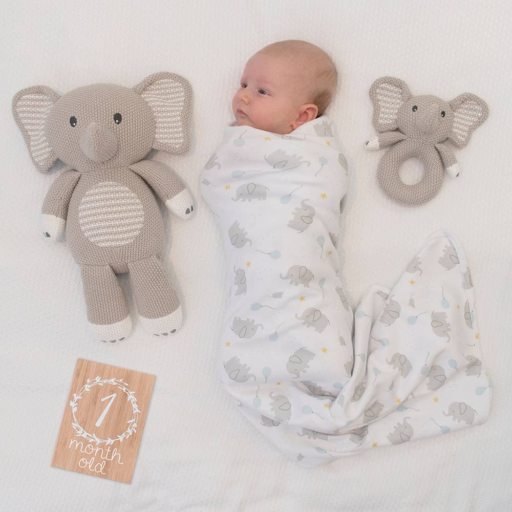 Mason the Elephant Knitted Toy, , Living Textiles - Say It Sister