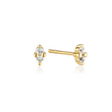 Linda Tahija Birthstone Stud Earrings in Gold, April - White Topaz