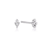 Linda Tahija Birthstone Stud Earrings in Silver, April - White Topaz