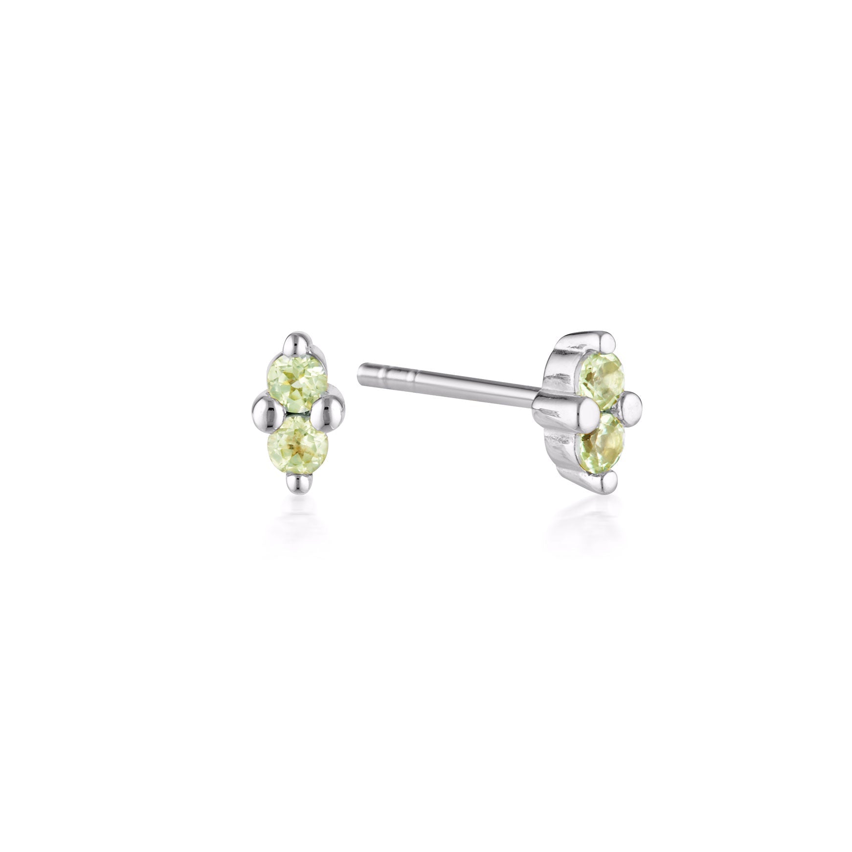 Linda Tahija Birthstone Stud Earrings in Silver, August - Peridot