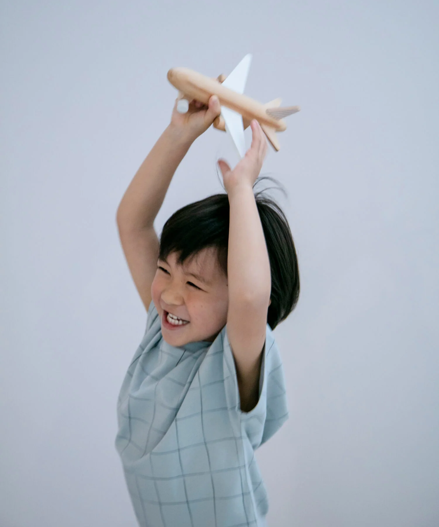 Wooden Wind Up Jet Plane Black, kids, Axis Toys - Say It Sister