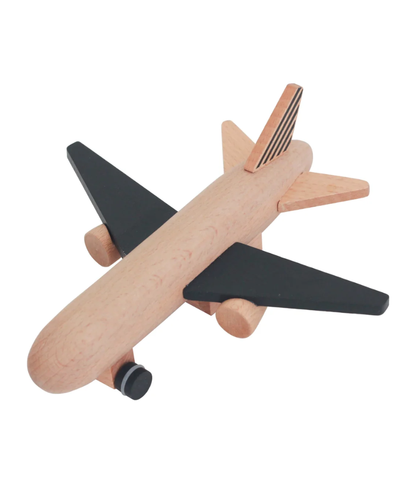 Wooden Wind Up Jet Plane Black, kids, Axis Toys - Say It Sister