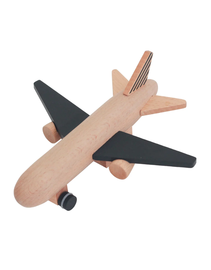 Wooden Wind Up Jet Plane Black, kids, Axis Toys - Say It Sister
