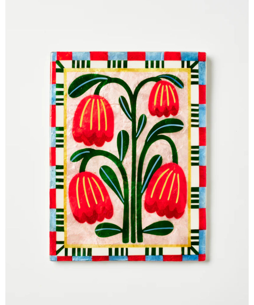 Jones & Co Bloom Nouveau Red Rectangle wall decor showcasing vibrant red floral design and modern rectangular frame.
