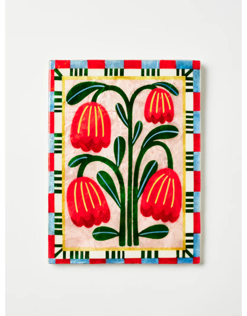Jones & Co Bloom Nouveau Red Rectangle wall decor showcasing vibrant red floral design and modern rectangular frame.