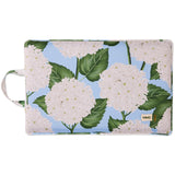 Kip & Co Hydrangea Blue Garden Kneeling Mat with floral pattern, padded cushion for gardening comfort and support.
