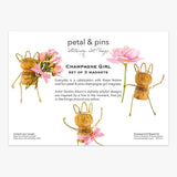 Champagne Girl | Set Of 3 Magnets, , petal & pins - Say It Sister