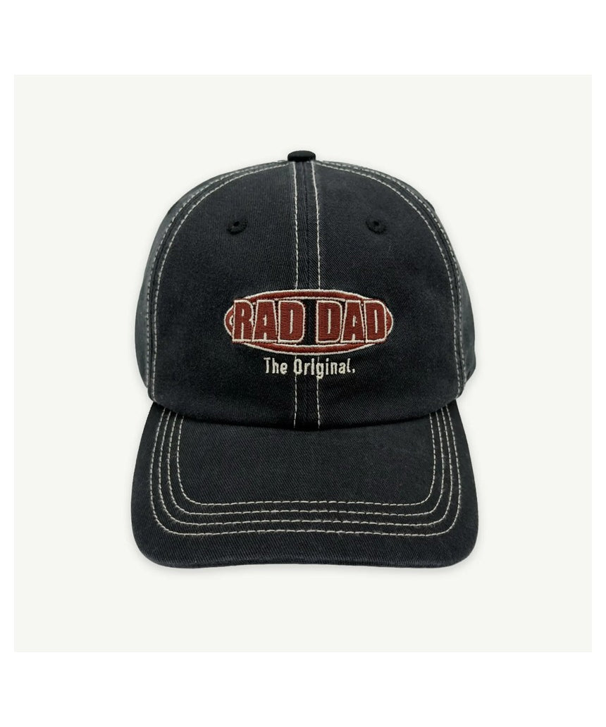 Black Banabae Rad Dad Redback baseball cap with curved brim and adjustable strap, casual style for everyday wear.
