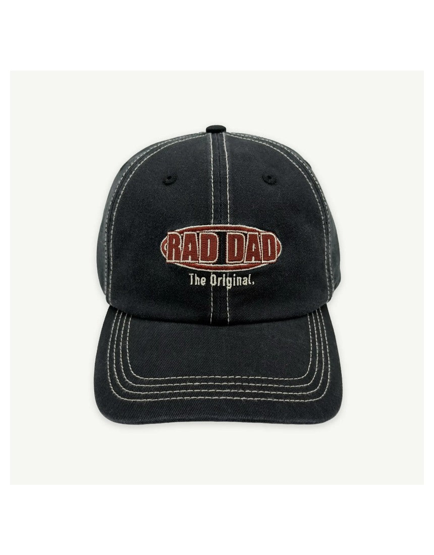 Black Banabae Rad Dad Redback baseball cap with curved brim and adjustable strap, casual style for everyday wear.