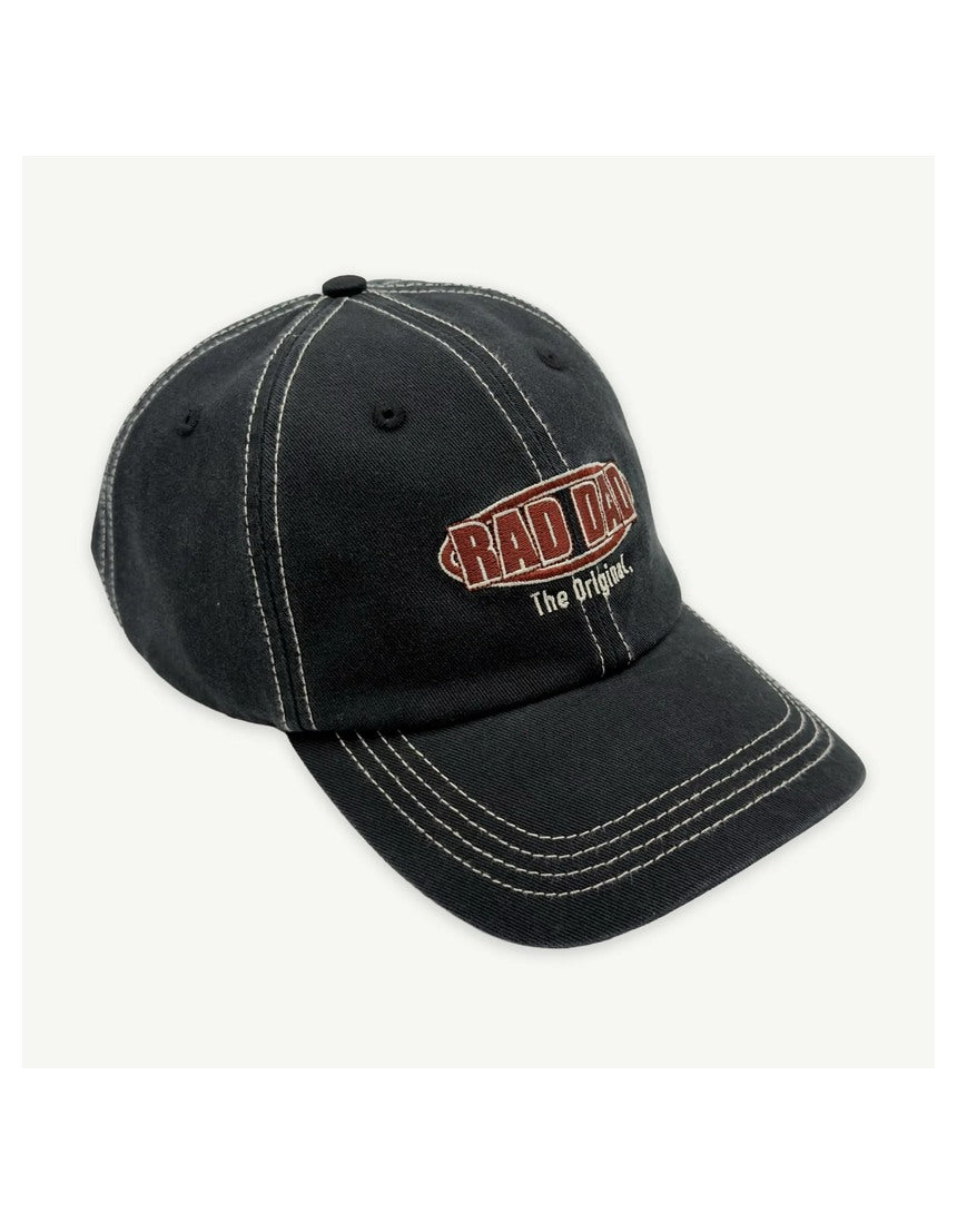 Black Rad Dad Redback baseball cap by Banabae, featuring a classic cap design with a structured brim and adjustable strap.