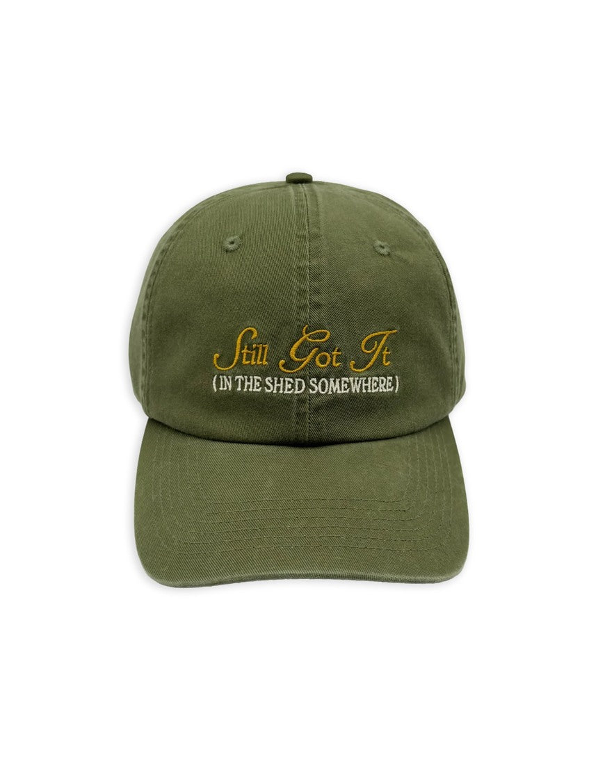 Banabae Still Got It unstructured baseball cap in washed khaki, casual cap with curved brim and adjustable strap