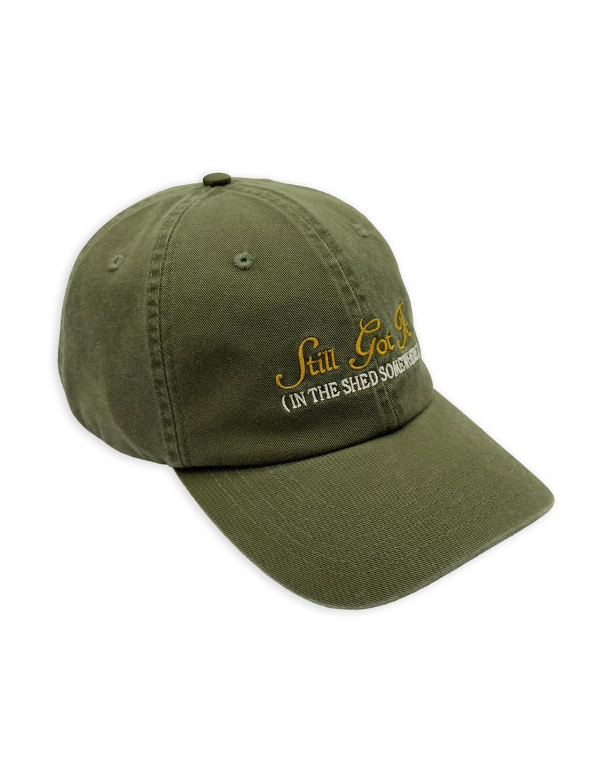 Banabae Still Got It unstructured baseball cap in washed khaki, showing front view with curved brim and casual style.