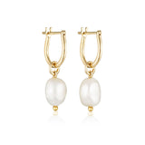 Linda Tahija - Baroque Pearl Basic Hoop Earrings in Gold