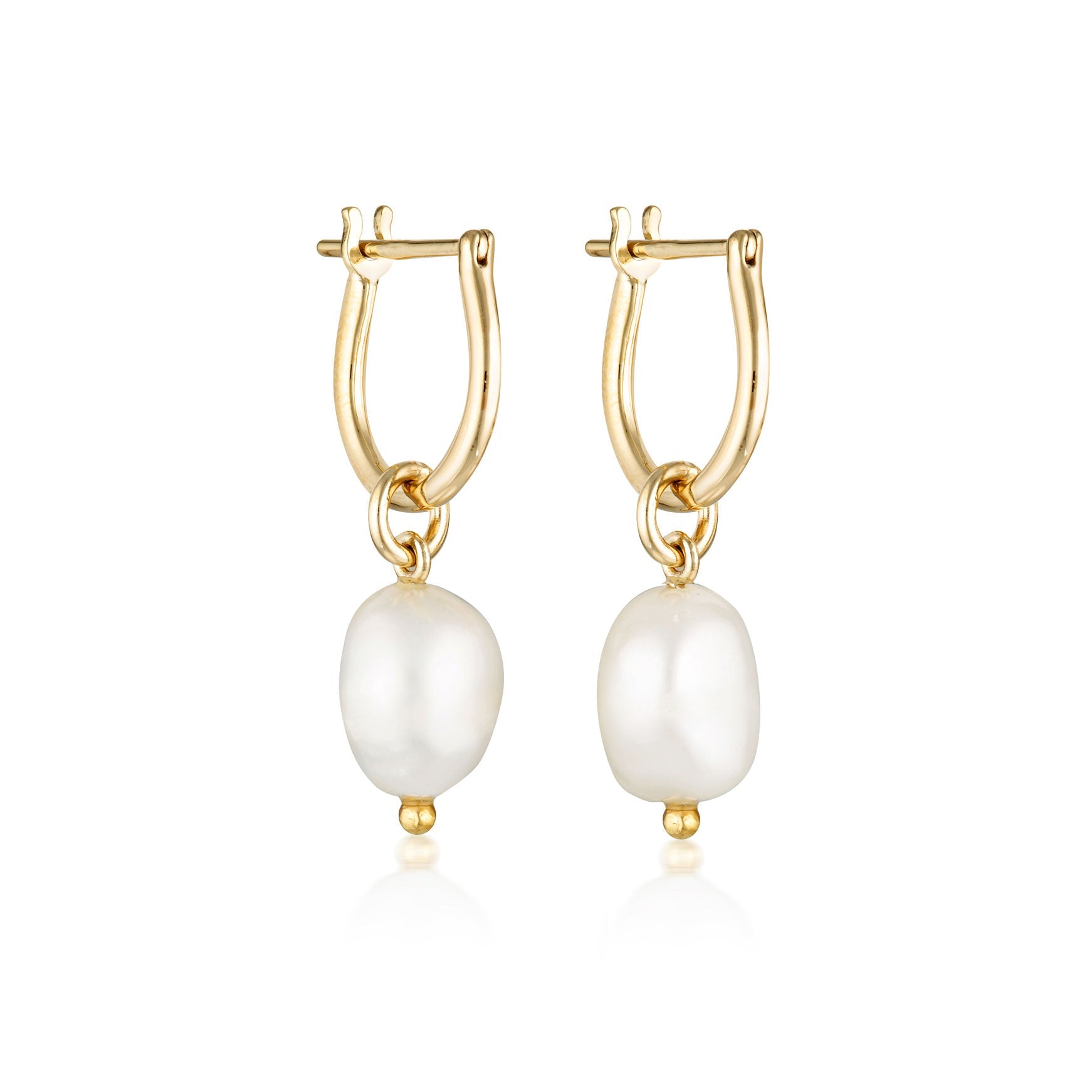 Linda Tahija - Baroque Pearl Basic Hoop Earrings in Gold
