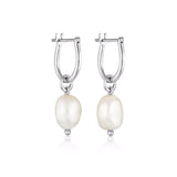 Linda Tahija - Baroque Pearl Basic Hoop Earrings in Silver