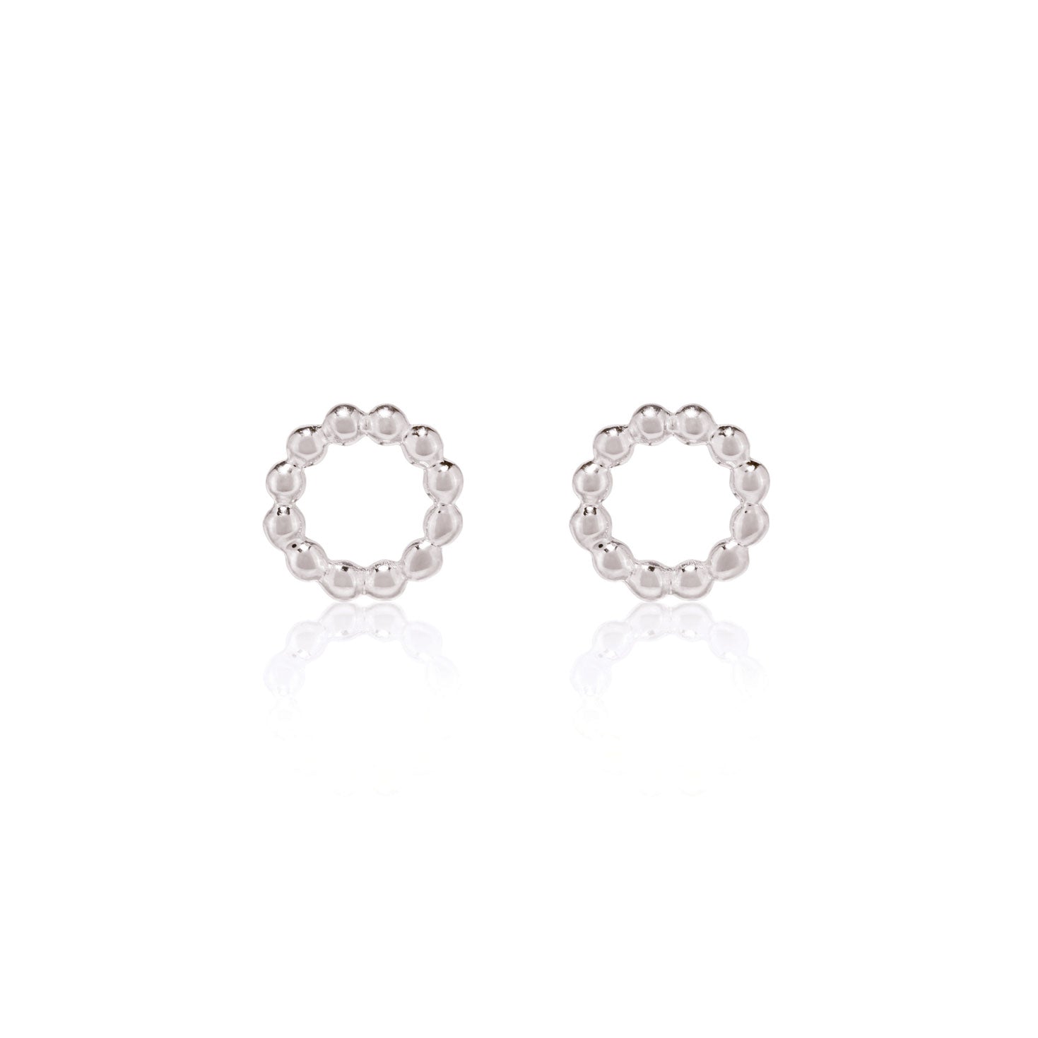 Linda Tahija Beaded Circle Stud Earrings in Silver