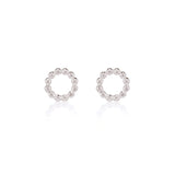 Linda Tahija Beaded Circle Stud Earrings in Silver