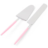 Kip & Co Soiree Diner Knife and Slide Set with stainless steel blades and colorful handles, displayed on a white background.