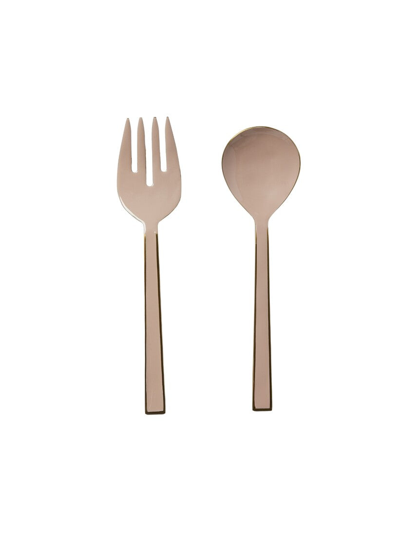 Bonnie and Neil enamel salad servers in blush pink with a sleek, modern design, perfect for serving salads.