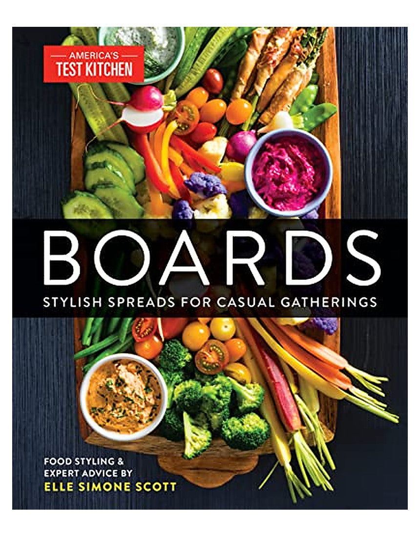 Brumby Sunstate book titled "Boards: Stylish Spreads for Casual Gatherings" featuring colorful, decorative board layouts on the cover.