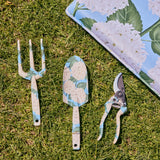 Kip & Co Hydrangea Blue Garden Kneeling Mat with floral design, padded for comfort during gardening tasks.