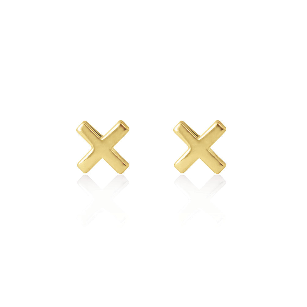 Linda Tahija Cross Stud Earrings in Gold