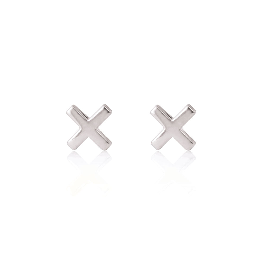 Linda Tahija Cross Stud Earrings in Silver