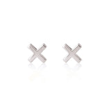 Linda Tahija Cross Stud Earrings in Silver