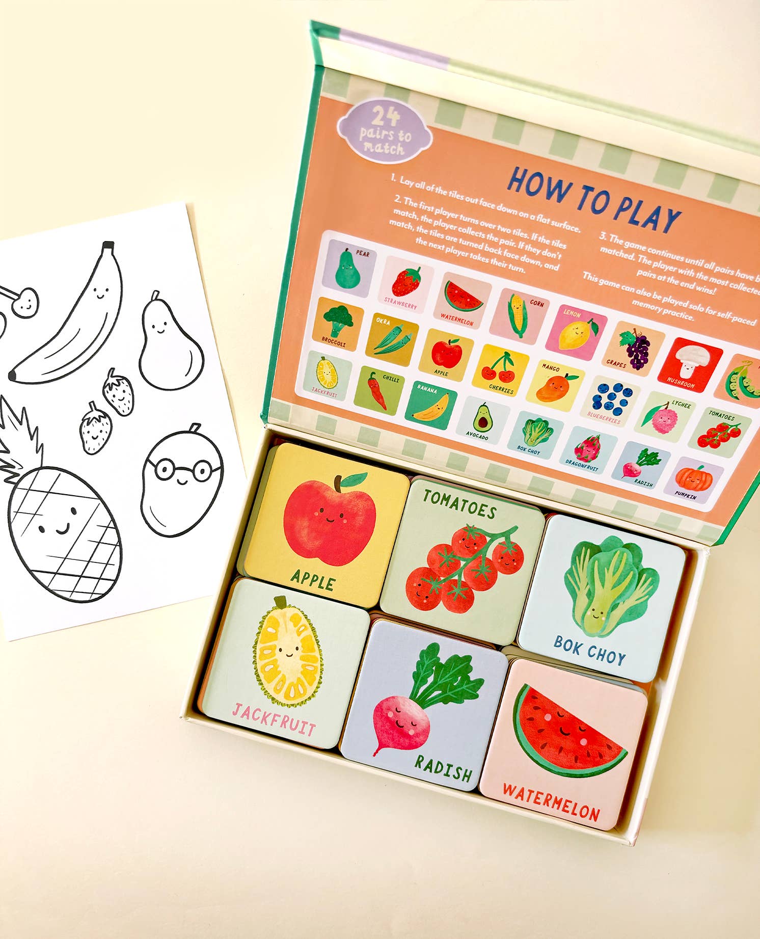 Fruit and Veg Memory & Matching Game, , Lauren Sissons Studio - Say It Sister